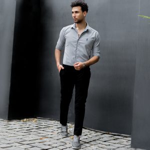 پیراهن مردانه طوسی روشن مدل VQ