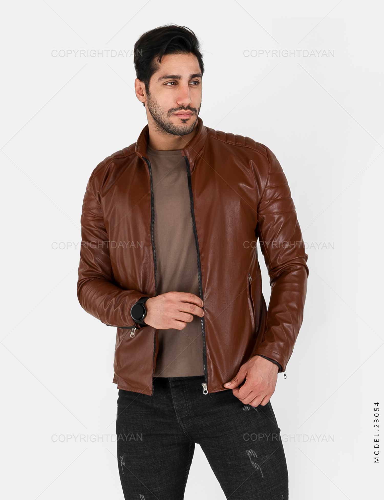 کاپشن چرمی مردانه Alvin مدل 23054