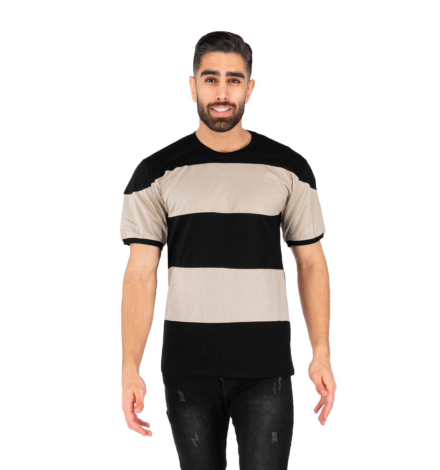 تیشرت یقه گرد مردانه راه راه مدل 43841