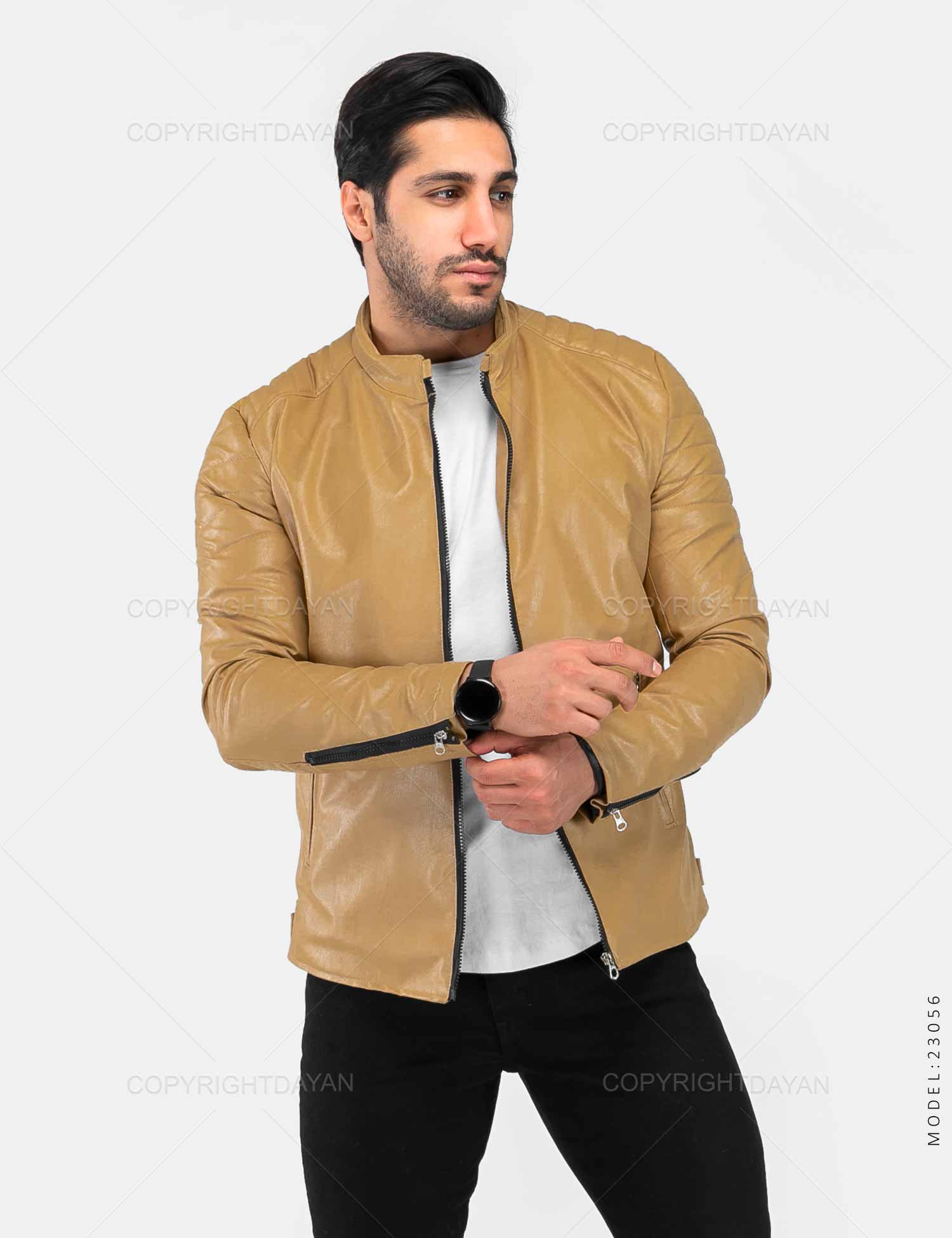 کاپشن چرمی مردانه Alvin مدل 23056
