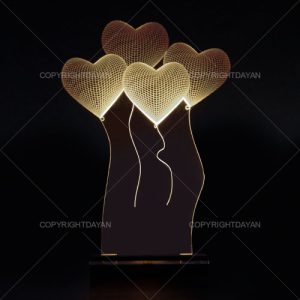 آباژور سه بعدی طرح بالن قلب ها