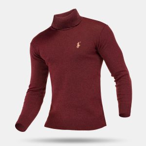 پلیور بافت مردانه یقه اسکی زرشکی Polo مدل 32605
