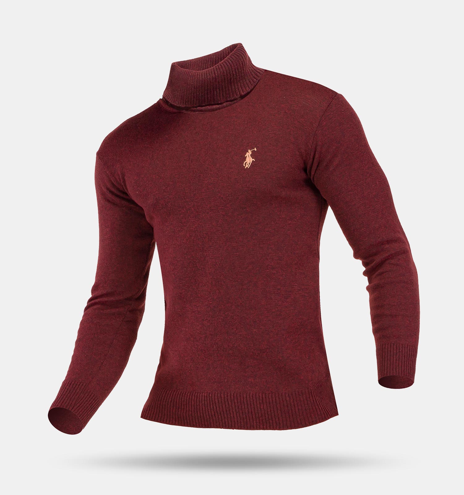 پلیور بافت مردانه یقه اسکی زرشکی Polo مدل 32605