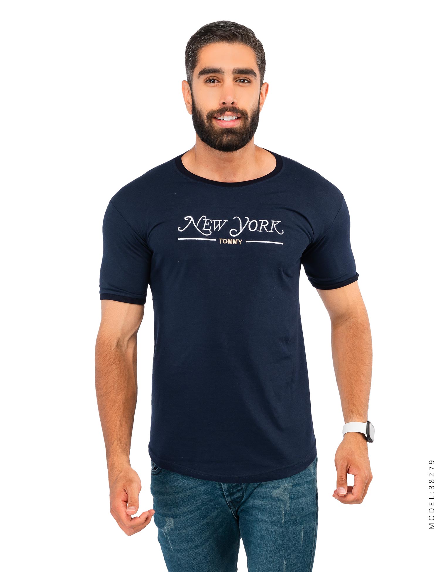 تیشرت مردانه یقه گرد New York مدل 38279