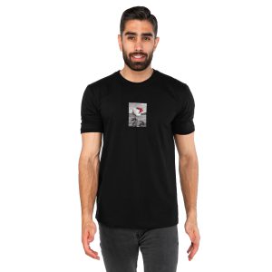 تیشرت یقه گرد مردانه مشکی پنبه طرحدار مدل 44546
