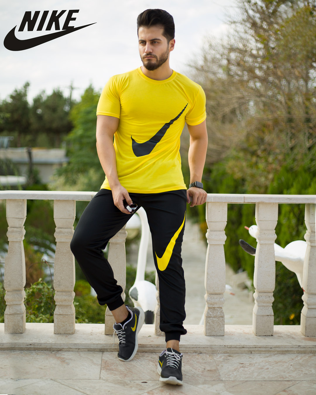 ست تیشرت شلوار Nike مدل calin زرد