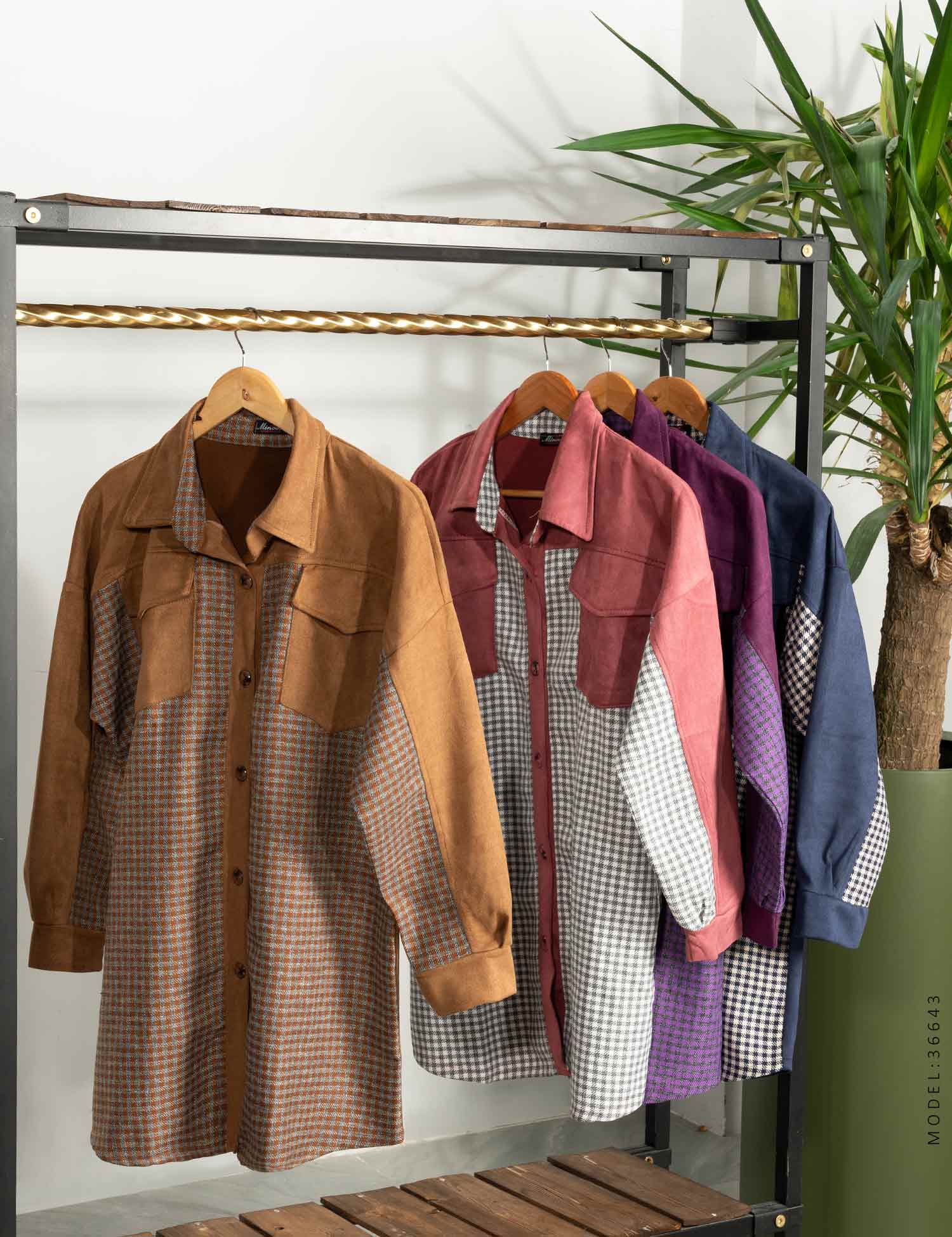 شومیز مانتو زنانه چهارخانه ریز Kiyan مدل 36643