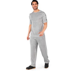 ست تیشرت شلوار مردانه آستین سه ربع طوسی کبریتی یقه گرد مدل 43789