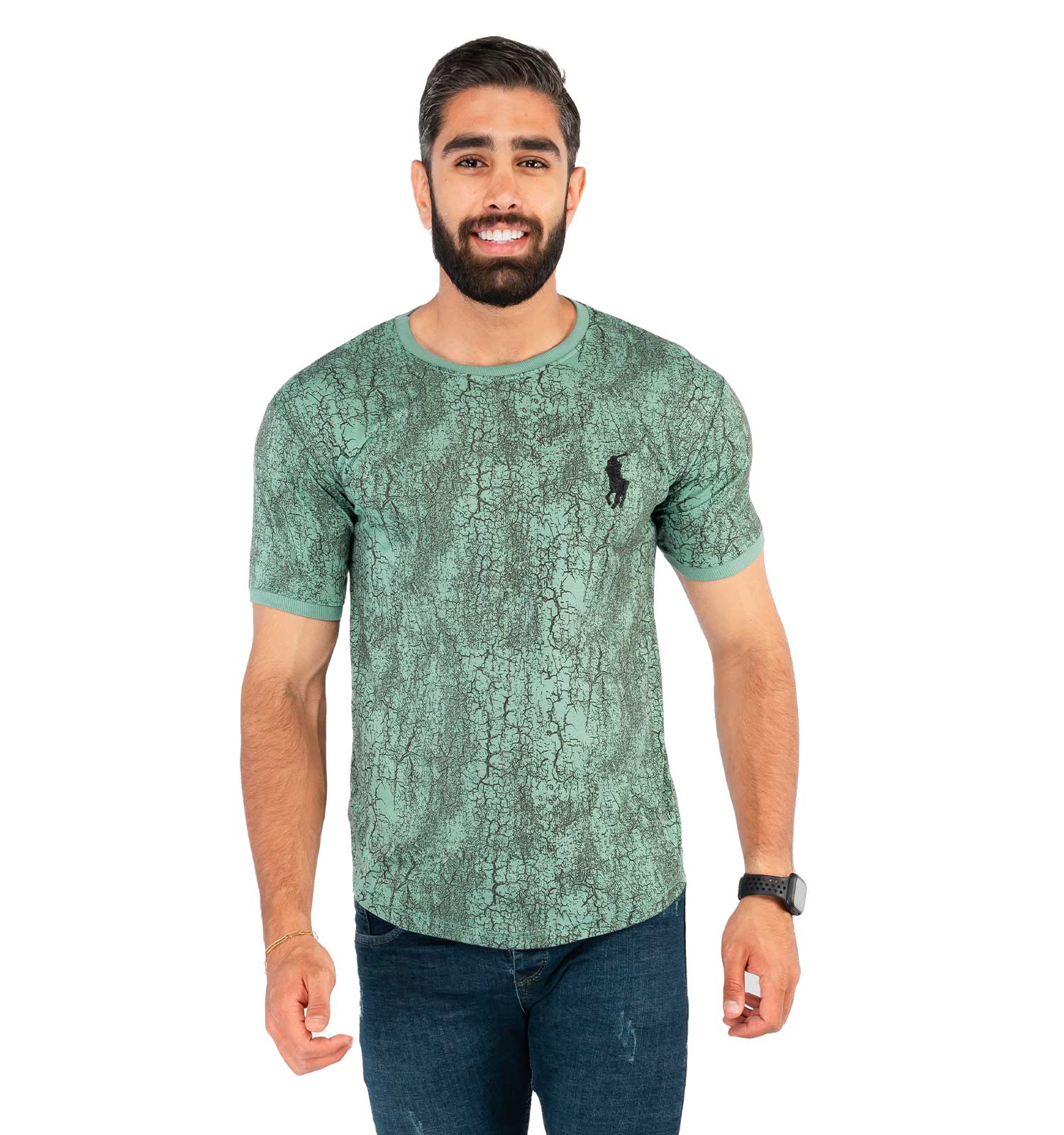 تیشرت مردانه طرحدار یقه گرد Polo مدل 38053