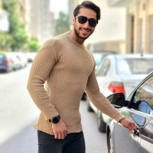 بافت مردانه ساده یقه گرد Imaz مدل 32555