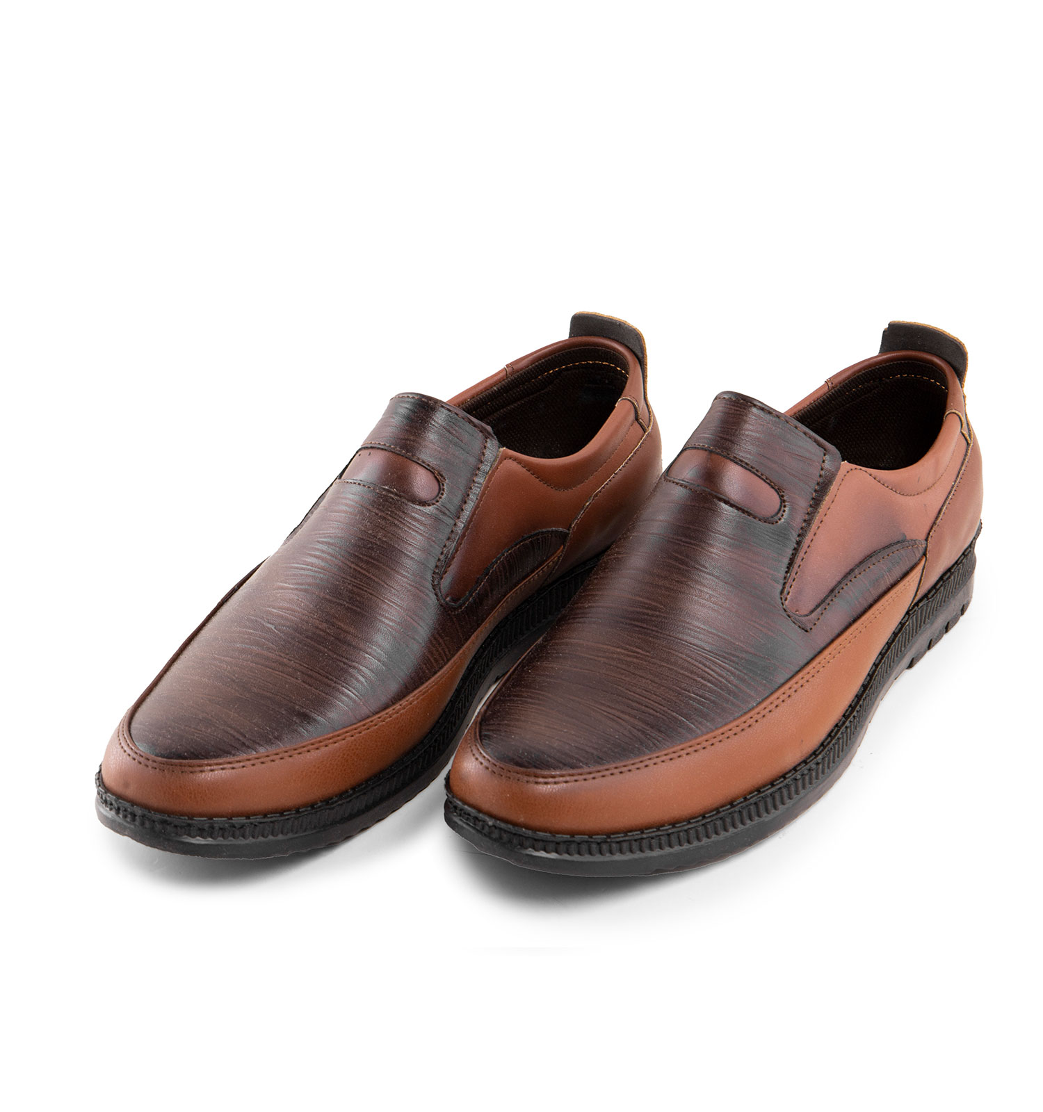 کفش روزمره مردانه قهوه ای چرم مصنوعی مدل 43401