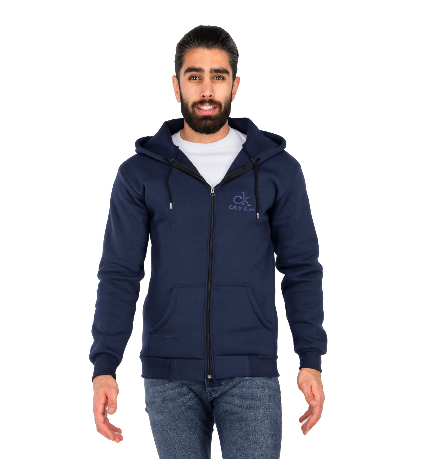 سویشرت زیپ دار مردانه سرمه ای کلاهدار Calvin Klein مدل 41653