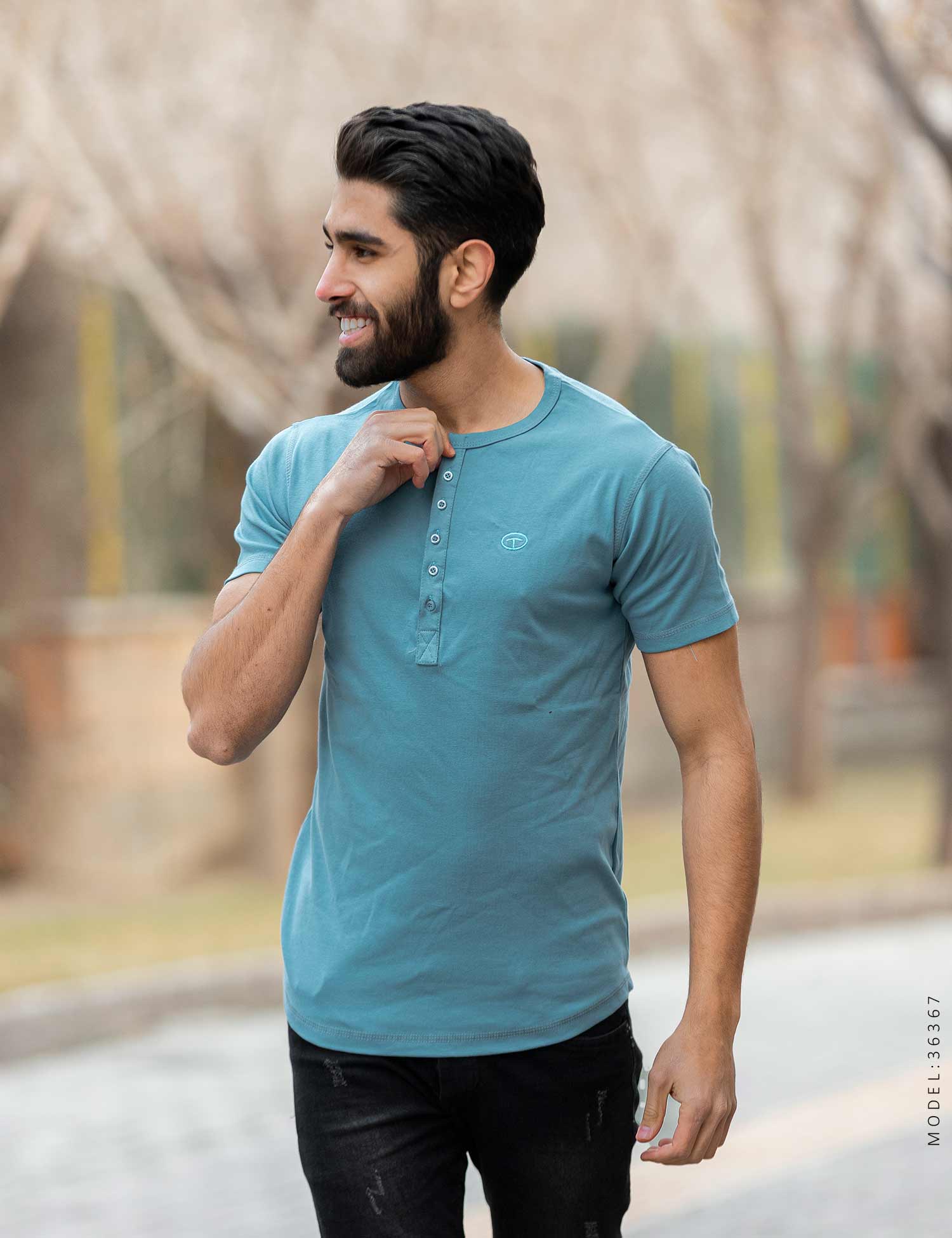 تیشرت سه دکمه مردانه Rayan مدل 36367