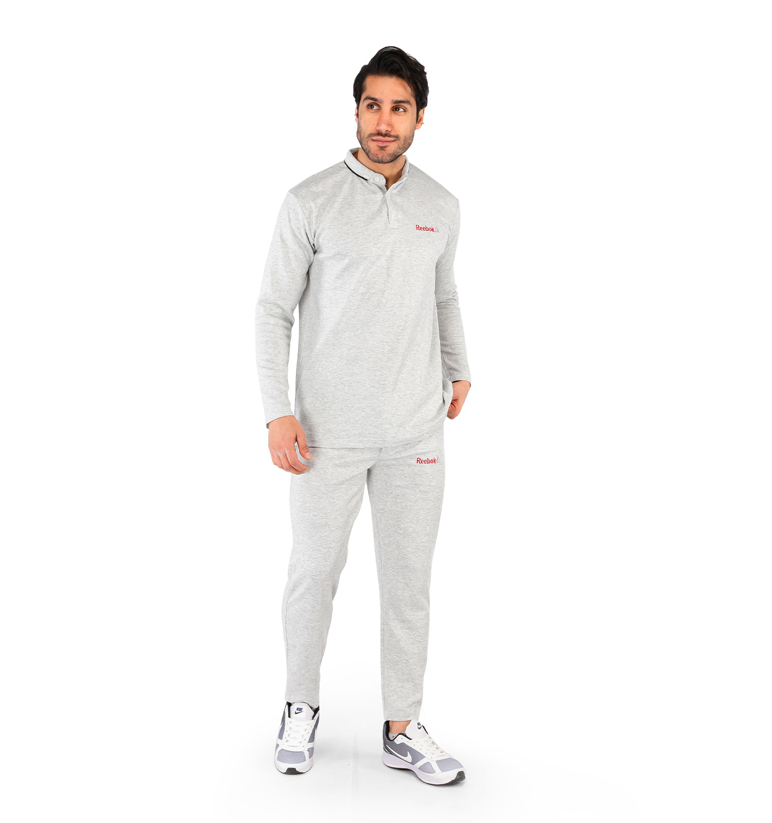 ست بلوز شلوار مردانه آستین بلند Reebok ساده یقه گرد مدل 44074