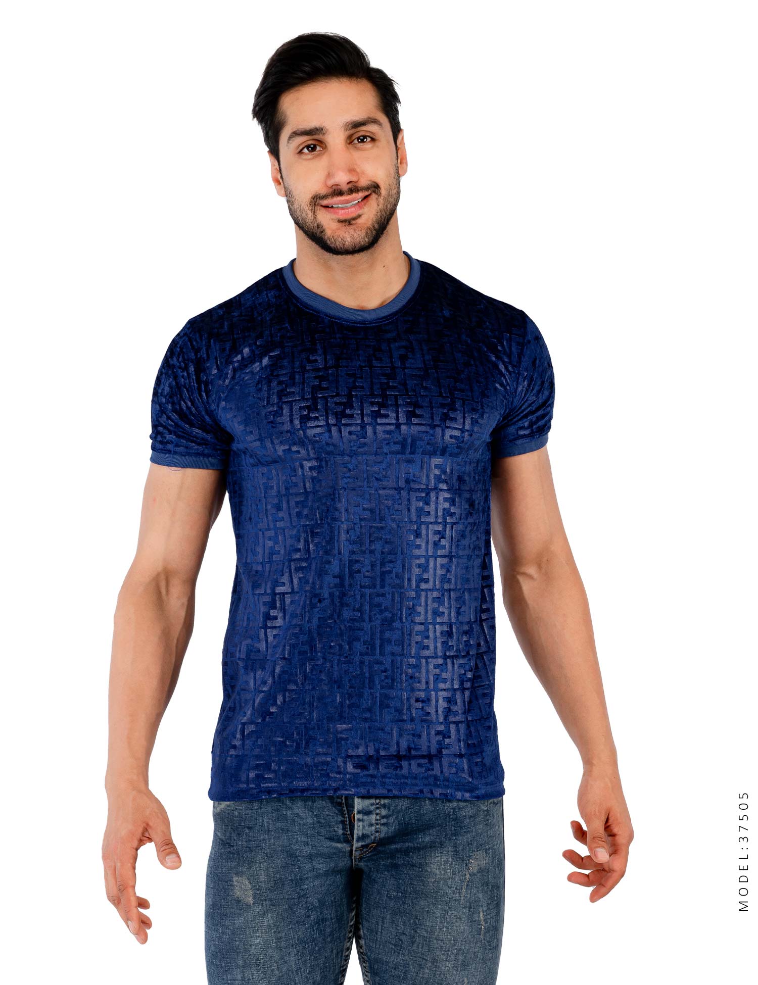 تیشرت مردانه مخمل طرحدار Fendi مدل 37505