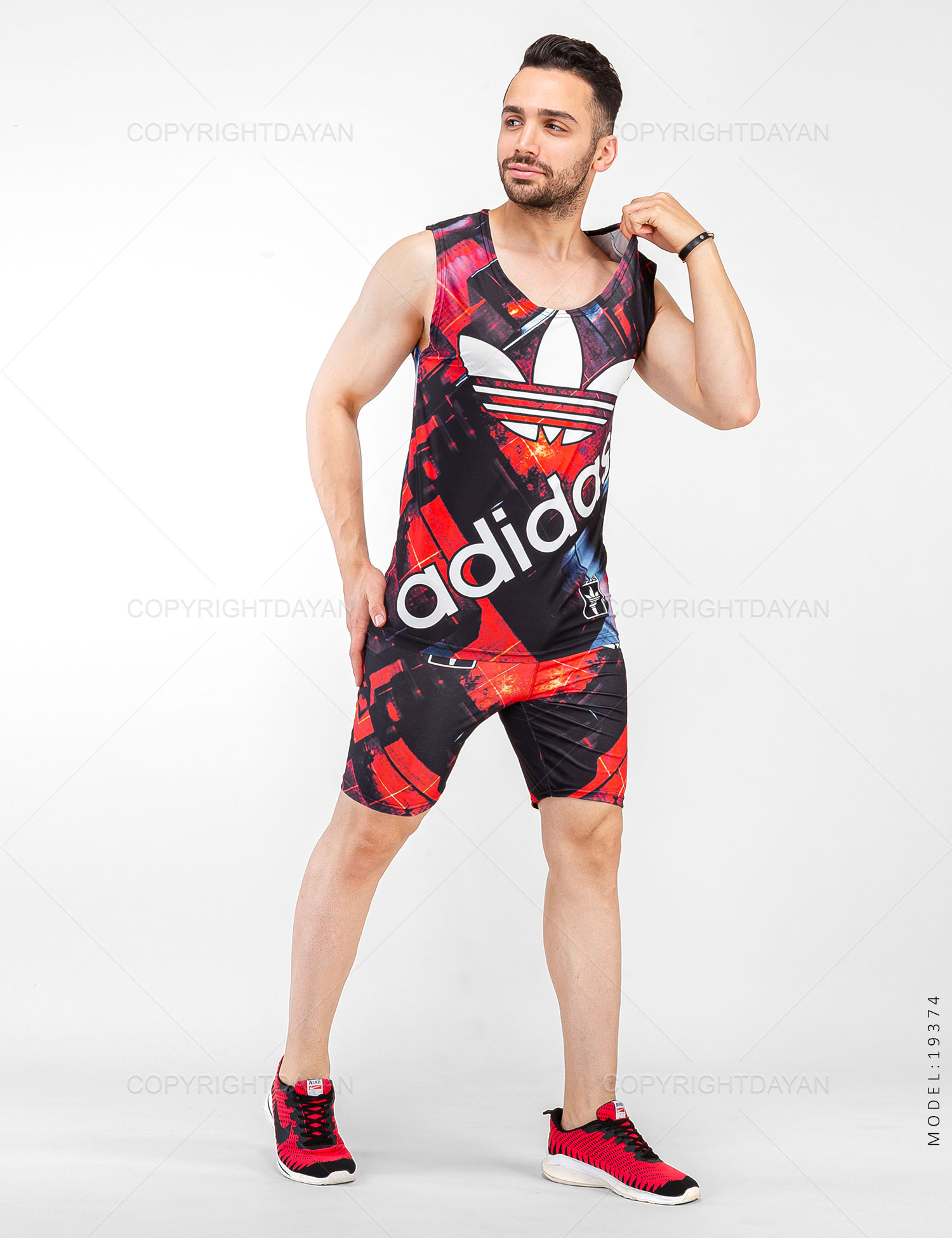 ست رکابی شلوارک مردانه Adidas مدل 19374