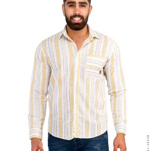 پیراهن مردانه کنفی راه راه Stark مدل 39338