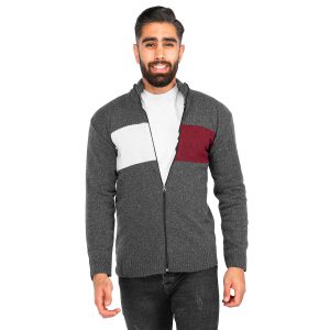 ژاکت بافت مردانه زیپ دار یقه ایستاده Alvin مدل 40173