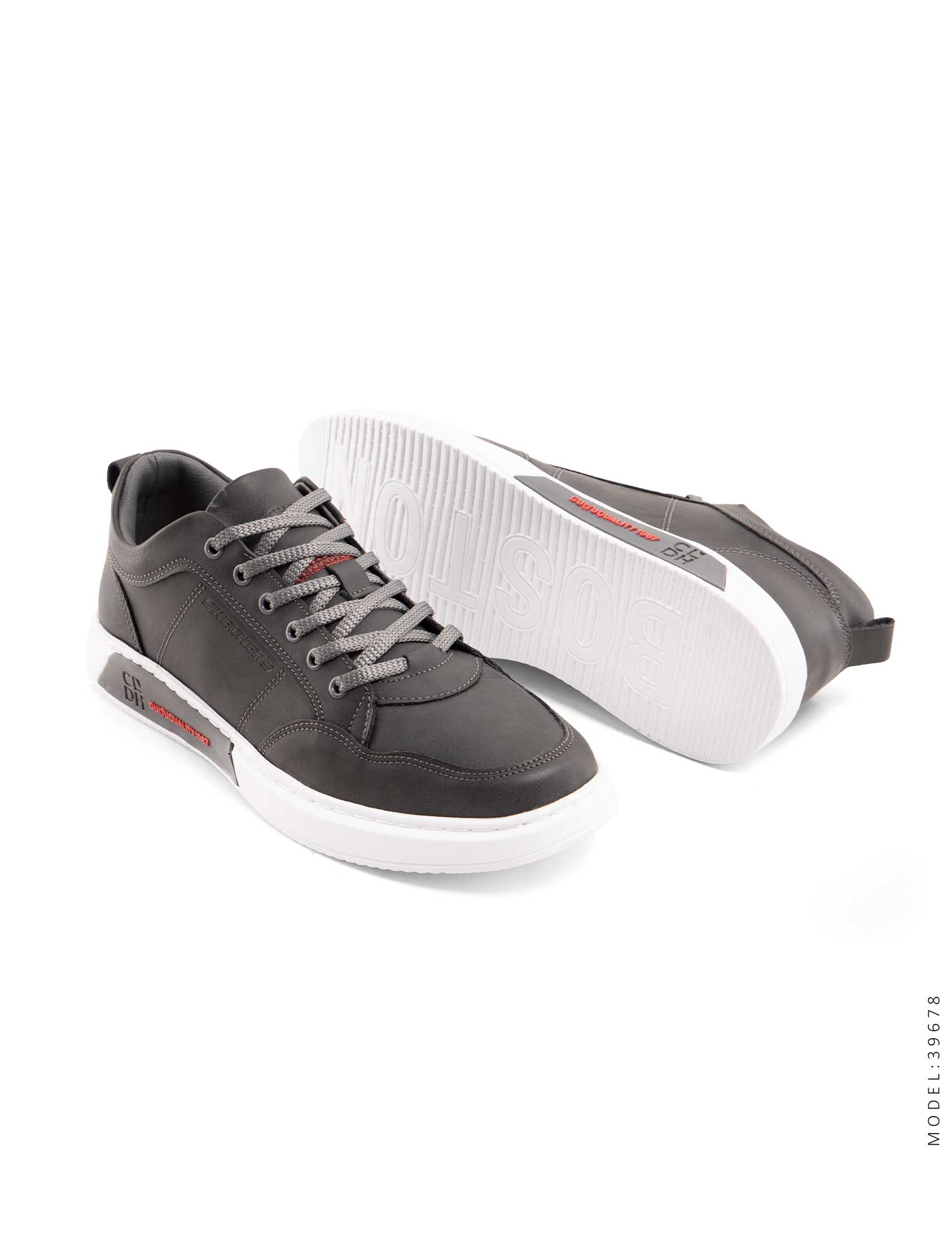 کفش روزمره مردانه Skechers چرم مصنوعی ببند دار طوسی تیره مدل 41632