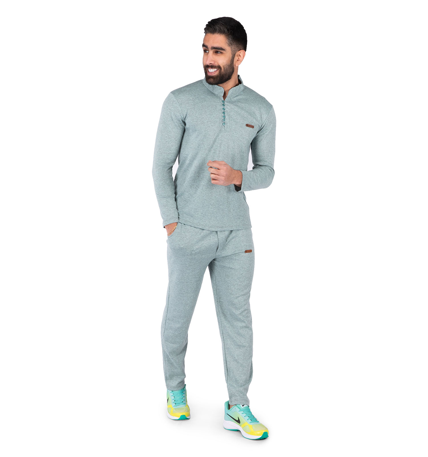 ست بلوز شلوار مردانه آستین بلند ساده یقه ایستاده مدل 43599