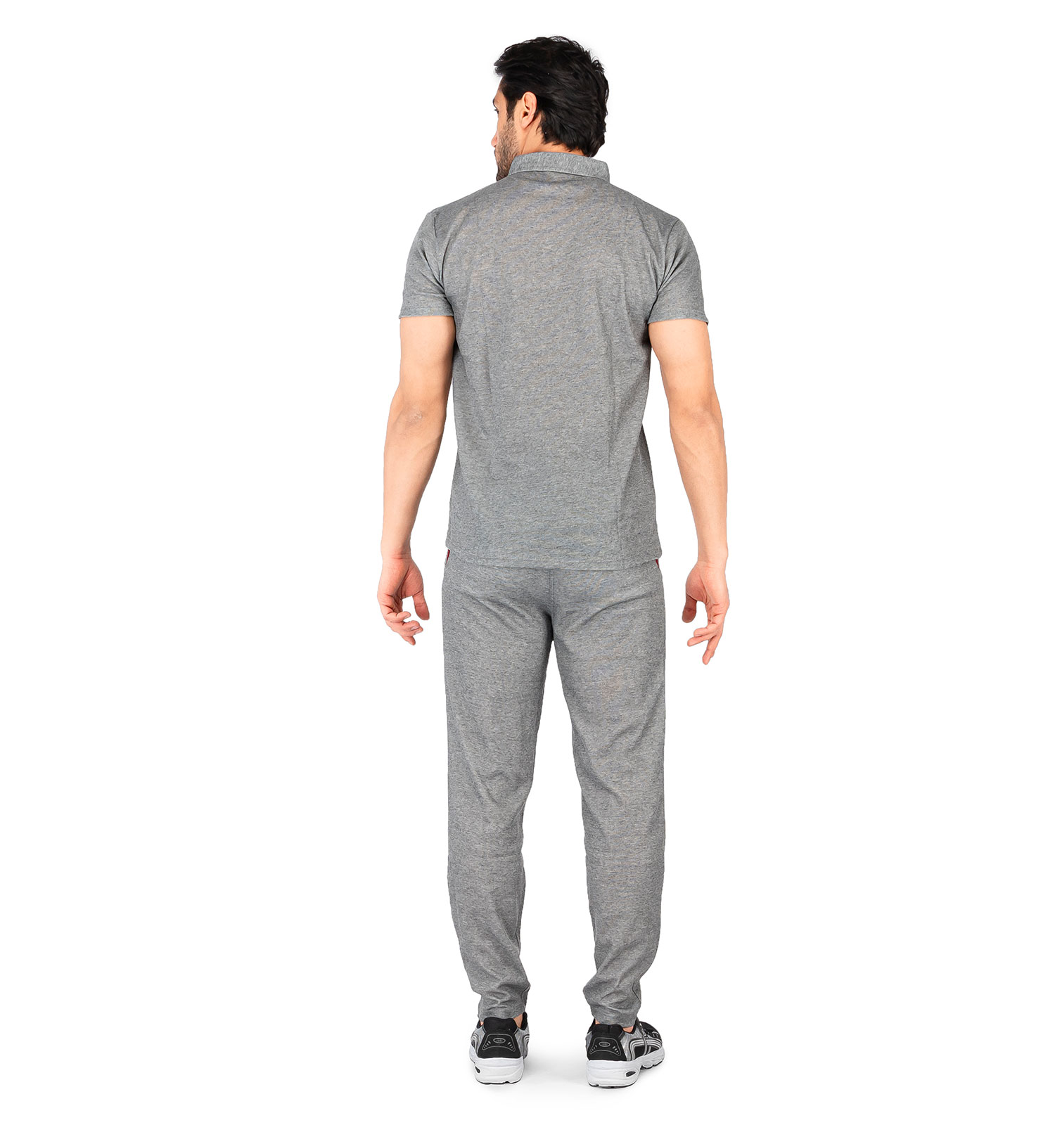 ست تیشرت شلوار مردانه آستین کوتاه طوسی ساده یقه گرد مدل 43661