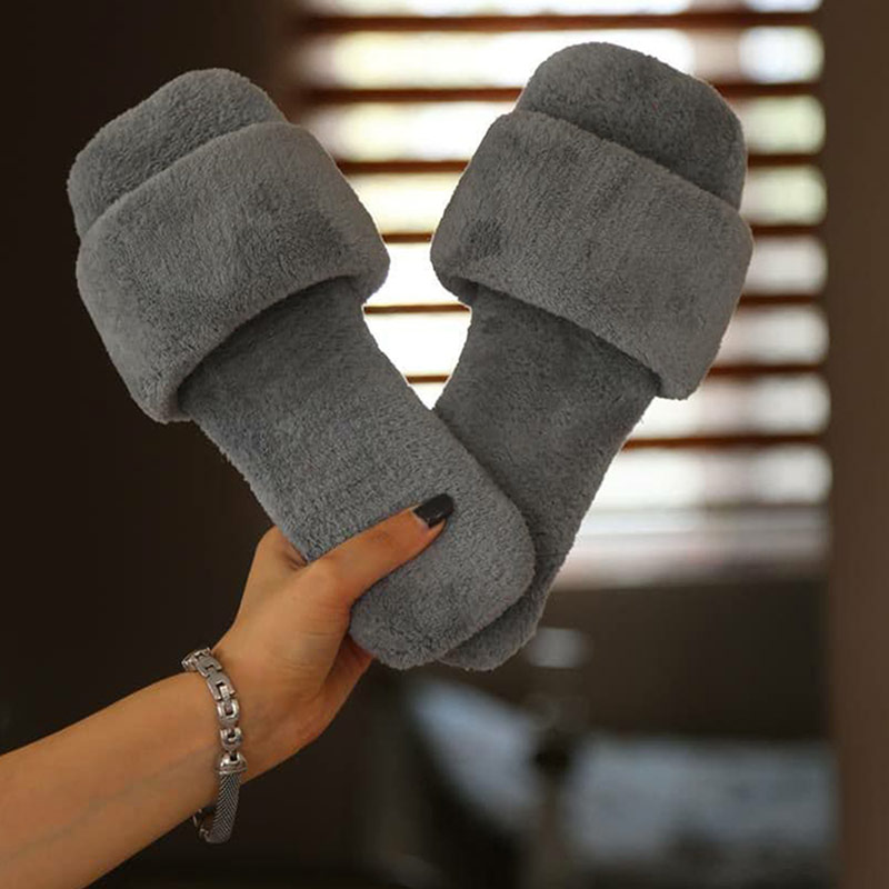 دمپایی حوله ای زنانه طوسی مدل Satin T
