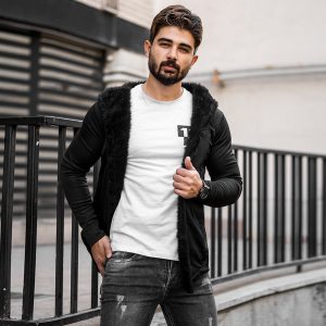 شنل مردانه خزدار مشکی مدل Farhad