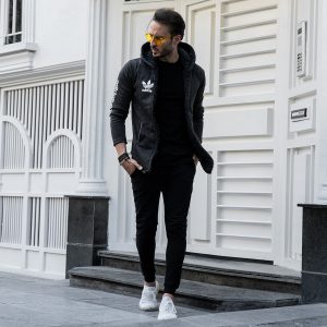 هودی Adidas مردانه ذغالی مدل Aran