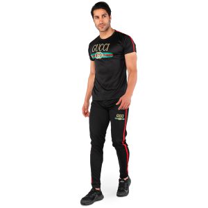 ست تیشرت شلوار مردانه آستین کوتاه مشکی Gucci ساده یقه گرد مدل 44501