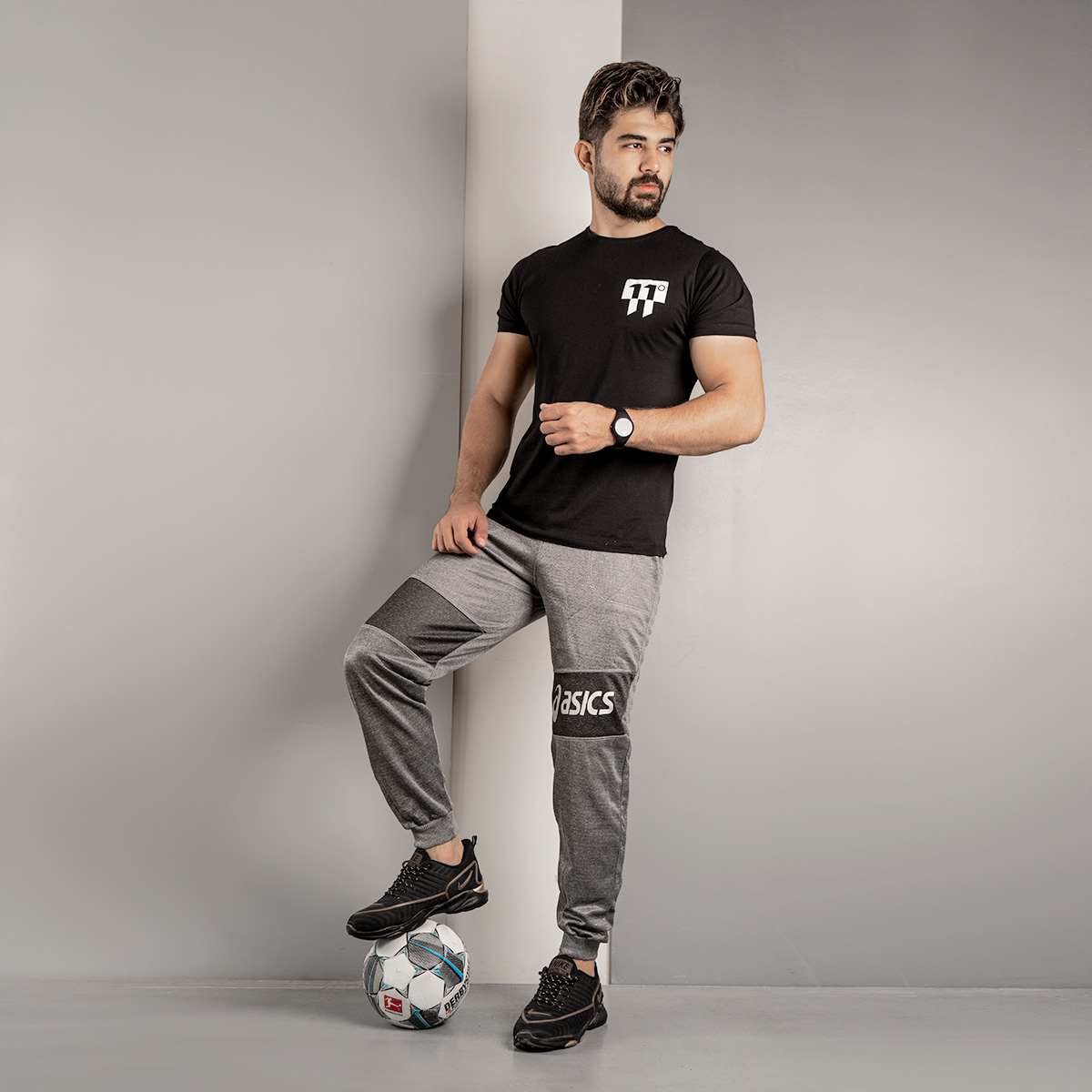 شلوار اسلش مردانه T اسیکس دورنگ طوسی مدل K80