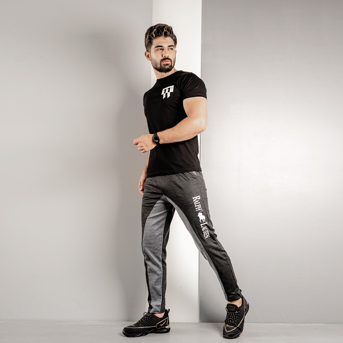 اسلش مردانه T دو رنگ مشکی طوسی مدل RL30