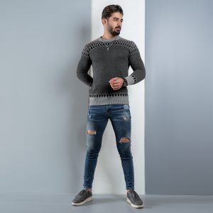 پلیور طوسی کرم T مردانه مدل tikal