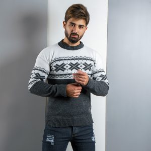 پلیور مردانه T سفید ذغالی مدل Servin