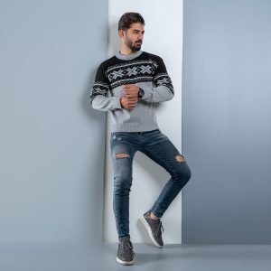 پلیور مردانه T مشکی طوسی مدل Servin