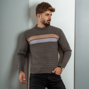 پلیور مردانه T یقه گرد مدل Ariyaرنگ دودی