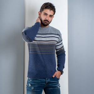 پلیور راه راه سرمه ای کرم T مردانه مدل nahed