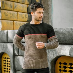 پلیور اندامی T کرم مشکی مردانه مدل Adnan