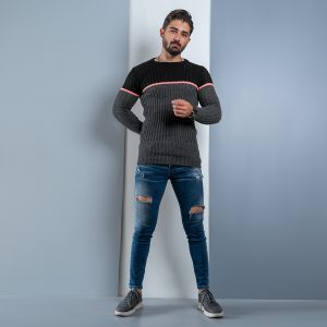 پلیور اندامی T ذغالی مشکی مردانه مدل Adnan