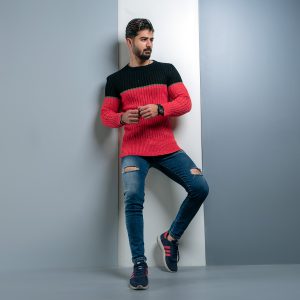 پلیور اندامی T صورتی مشکی مردانه مدل Adnan