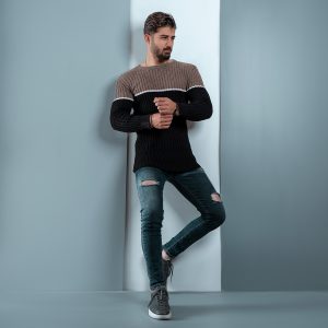 پلیور اندامی T مشکی کرم مردانه مدل Adnan