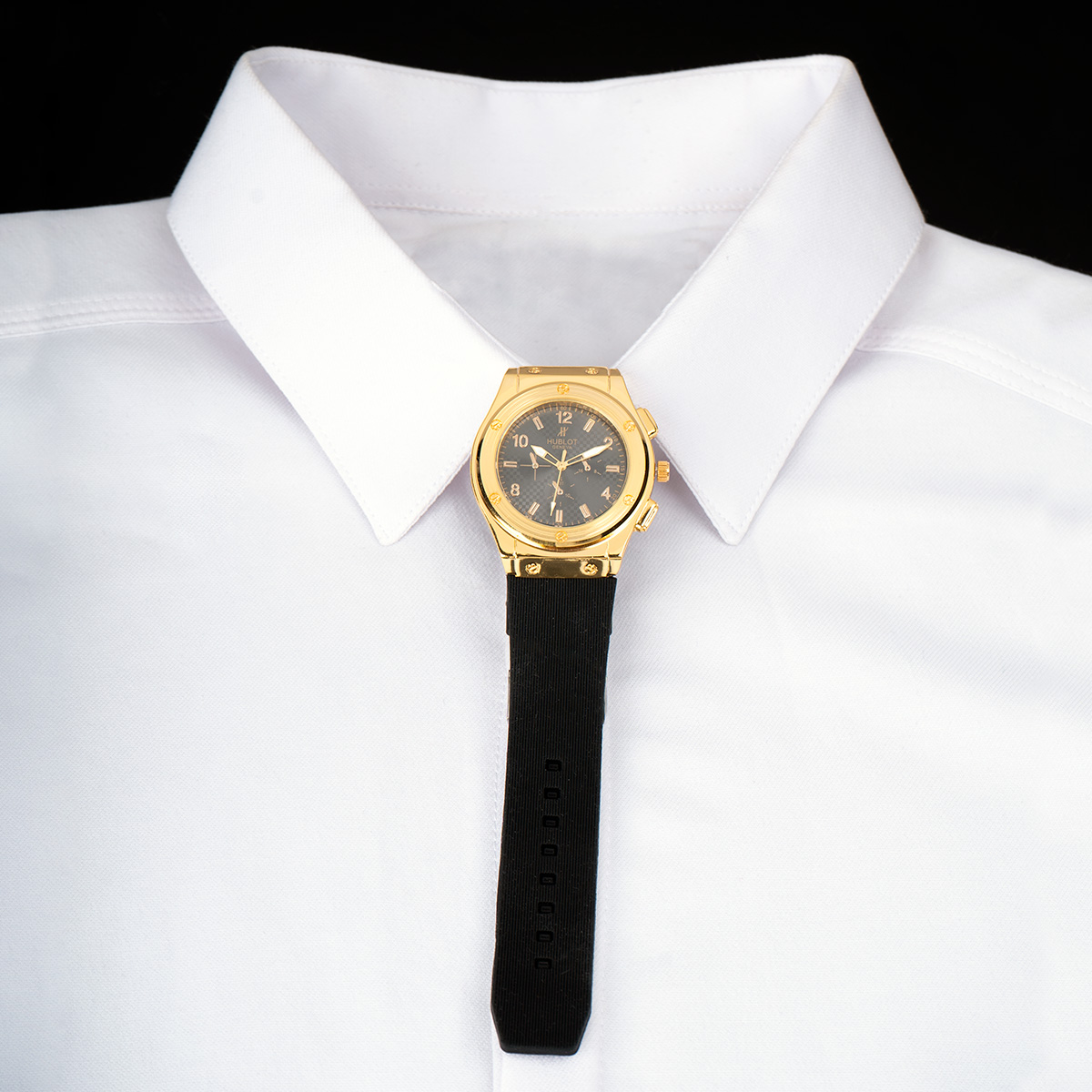 ساعت مچی Hublot طلایی صفحه مشکی مدل C70