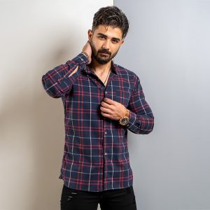 پیراهن راه راه مردانه T سرمه ای قرمز مدل arshia