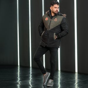 کاپشن مردانه مشکی سبز مدل Arin