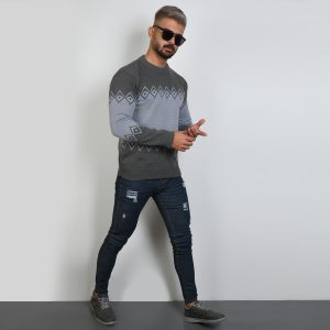 پلیور مردانه دودی طوسی T مدل roter