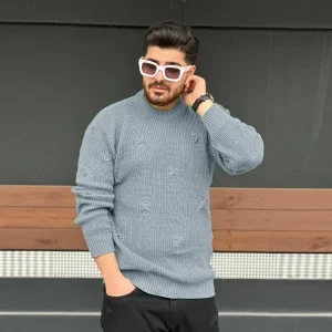 پلیور زاپ دار طوسی مردانه مدل Deta