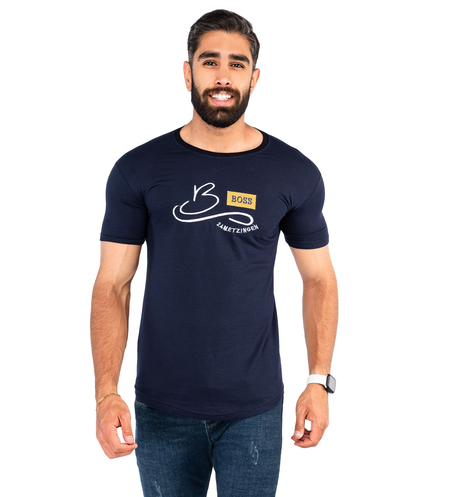 تیشرت مردانه یقه گرد Boss مدل 37967