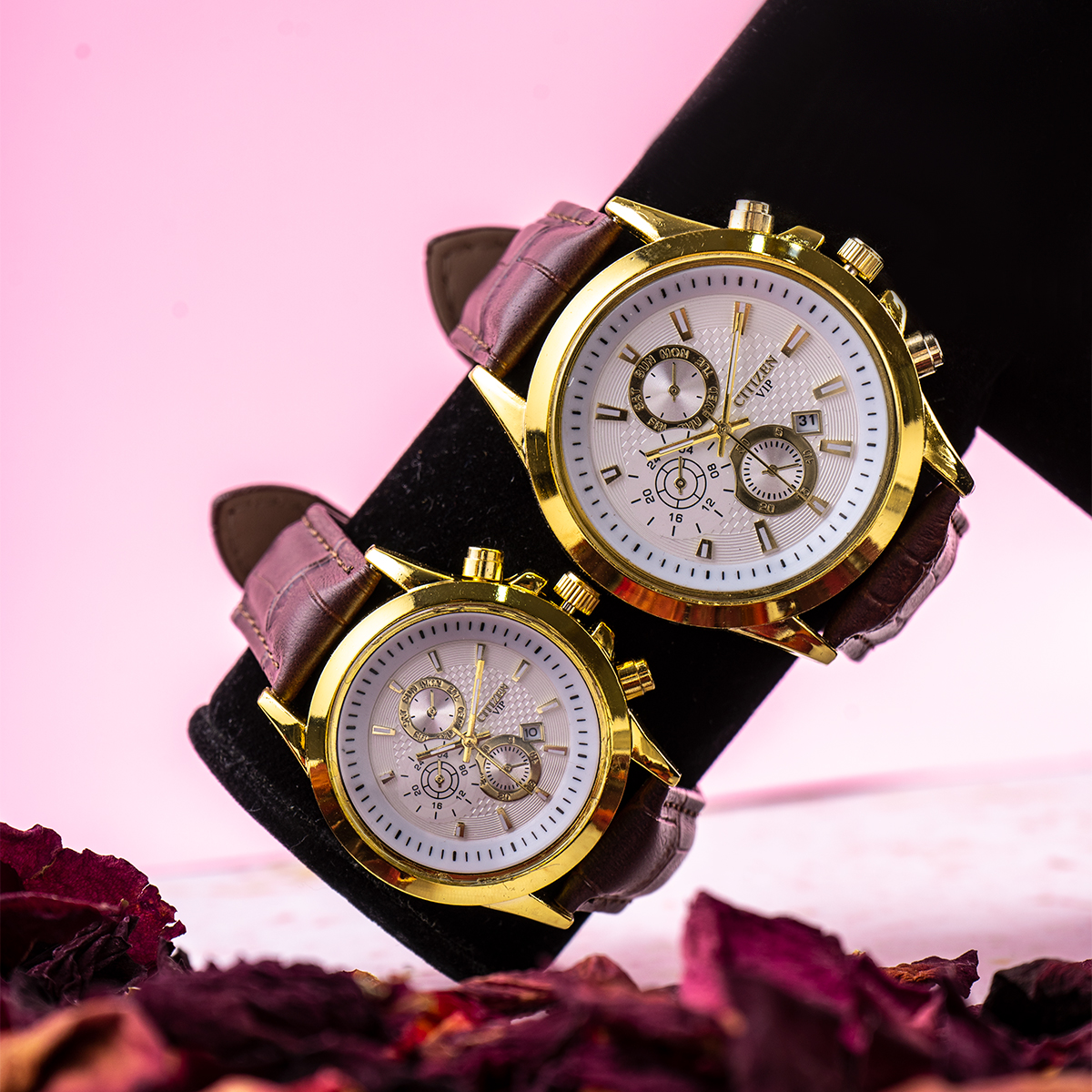 ست ساعت Citizen قهوه ای طرحدار مدل Z12