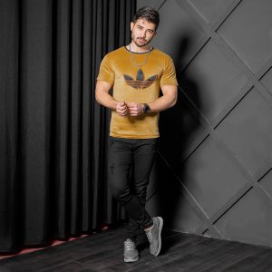 تیشرت مخملی خردلی Adidas مردانه مدل Rasa