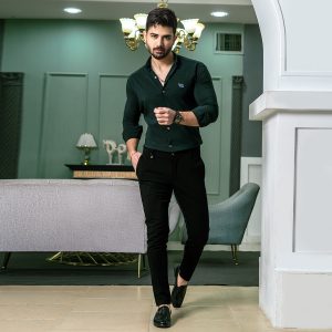 پیراهن مردانه سبز یشمی مدل VQ