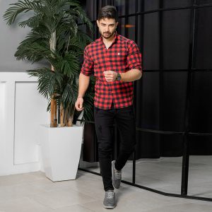 پیراهن چهارخانه قرمز مدل Joyan
